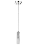 Solo 1-Light Polished Chrome Pendant With Multi-Faceted Round Crystal Shade