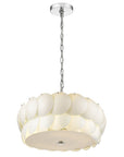 Selene 6-Light Polished Chrome Pendant With Overlapping Frosted White Glass Discs Shade