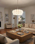 Selene 6-Light Polished Chrome Pendant With Overlapping Frosted White Glass Discs Shade