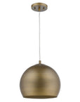 Latitude 1-Light Hand Painted Antique Gold Pendant With Gold Interior Shade