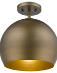 Latitude 1-Light Hand Painted Antique Gold Pendant With Gold Interior Shade