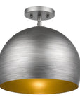 Latitude 1-Light Hand Painted Weathered Pewter Pendant With Gold Interior Shade (13.75")