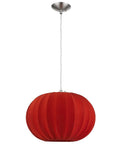 Shanghai 1-Light Brushed Nickel Pendant With Sheer Red Ribbon Shade