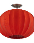 Shanghai 1-Light Brushed Nickel Pendant With Sheer Red Ribbon Shade