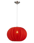 Shanghai 1-Light Brushed Nickel Pendant With Sheer Red Ribbon Shade