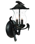 Matte Black Bird Detail Lantern Wall Light