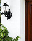 Matte Black Bird Detail Lantern Wall Light