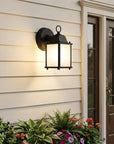 Matte Black Hanging Frosted Glass Lantern Wall Light