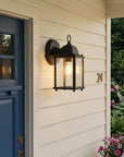 Matte Black Hanging Waterfall Glass Lantern Wall Light
