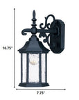 Narrow Matte Black Domed Hanging Lantern Wall Light