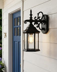Narrow Matte Black Domed Hanging Lantern Wall Light