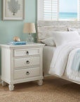 28" White Wood Three Drawer Nightstand