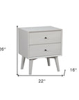 26" Solid Wood and Wood Two Drawer Nightstand
