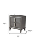 29" Dark Gray Solid Wood and Wood Two Drawer Nightstand
