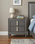 29" Dark Gray Solid Wood and Wood Two Drawer Nightstand