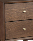 26" Brown Solid Wood and Wood Two Drawer Nightstand