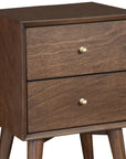 26" Brown Solid Wood and Wood Two Drawer Nightstand