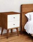 26" Solid Wood and Wood Two Drawer Nightstand