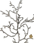 44" Silver And Gold Aluminum Branches And Birds Hanging Dimensional Sculpture