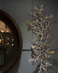 44" Silver And Gold Aluminum Branches And Birds Hanging Dimensional Sculpture