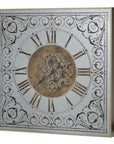 32" Gold And Silver Metal Analog Distressed Square Wall Clock