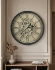 18" Black and Ivory Vintage Gear Industrial Wall Clock