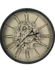 18" Black and Ivory Vintage Gear Industrial Wall Clock