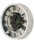 20" White And Black Iron Analog Distressed Round Wall Clock