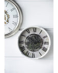 20" White And Black Iron Analog Distressed Round Wall Clock