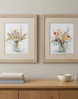 Set of Two Colorful Bouquets Watercolor Wall Art