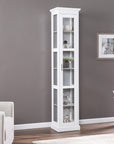 White Cornice Molding Curio with Glass Door