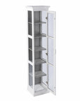 White Cornice Molding Curio with Glass Door