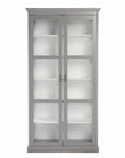 Gray Cornice Molding Double Door Curio Cabinet