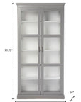 Gray Cornice Molding Double Door Curio Cabinet