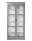 Gray Cornice Molding Double Door Curio Cabinet