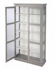 Gray Cornice Molding Double Door Curio Cabinet