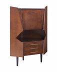 Cosmo Brown and Black Corner Bar Cabinet