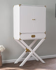 30" White Corner Display Stand With One Shelf And One Drawer