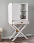 30" White Corner Display Stand With One Shelf And One Drawer