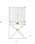 30" White Corner Display Stand With One Shelf And One Drawer