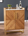Retro Gold Natural and Faux Marble Wine Cabinet