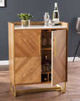 Retro Gold Natural and Faux Marble Wine Cabinet