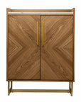 Retro Gold Natural and Faux Marble Wine Cabinet