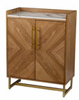 Retro Gold Natural and Faux Marble Wine Cabinet