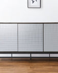 Contemporary Grid Lines Three Door Accent Cabinet