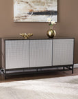 Contemporary Grid Lines Three Door Accent Cabinet