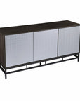 Contemporary Grid Lines Three Door Accent Cabinet