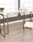 48" Clear and Champagne Glass Writing Desk