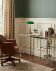 47" Clear and Silver Glass and Metal Writing Desk