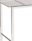 47" Clear and Silver Glass and Metal Writing Desk